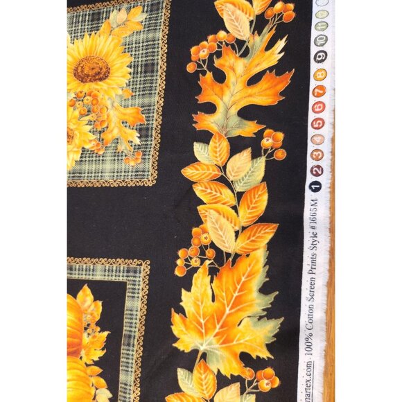 Autumn Elegance Fall Fabric Panel Sunflowers Pumpkins 24"x44" Quilting Cotton - Picture 3 of 16